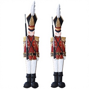 Set of 2 Christmas Holiday Metal Toy <strong>Soldiers</strong> Nutcracker Outdoor Mounted Wall Hanging Decoration - Product Image 1