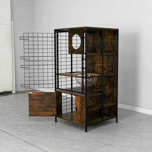 Toptan lüks konfor kediler için demir örgü kafes kapalı açık Villa kedi evi nefes özellik kutusu çıkarılabilir montaj - Product Image 5