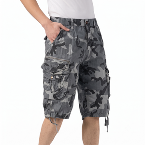 Pantalones Cortos Cargo de Camuflaje para Hombre OEM ODM, Tallas Grandes, con Múltiples Bolsillos con Cremallera, Ropa Casual para Senderismo al Aire Libre, Largura hasta la Rodilla TKAN7742 - Product Image 1