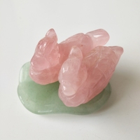 HY Pas Cher Fengshui Rose Quartz Mandarin Canard Statue Cristal Sculpté