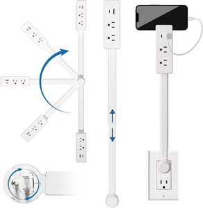 Stik Ekstensi Stopkontak Listrik - Dilengkapi USB-A, USB-C dan 2 Stopkontak AC, Stik Stopkontak Putar yang Dapat Diperpanjang - Product Image 1