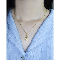 Collier de haute qualité plaqué or 18 carats en argent sterling 925 avec chaîne satellite perlée et pendentif coquillage de plage pour femme