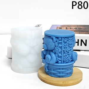 Stampo in Silicone 3D per Torte a Forma di Cestino di Fiori <span class=keywords><strong>con</strong></span> Orsetto e Fiocco, Decorazione Moderna e Semplice Fai-da-Te, Stampo per Candele - Product Image 2