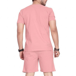Ensemble T-shirt et short pour homme, design personnalisé, vente en gros, respirant, couleur unie, en coton, prix bas - Product Image 2