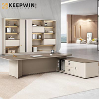Mobilier commercial de luxe de haute qualité Design moderne Manager CEO Boss Office Table de travail en forme de L Executive Office Desk