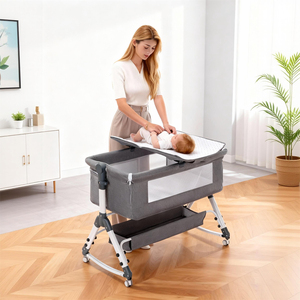 <span class=keywords><strong>Cuna</strong></span> Plegable Multifuncional para Bebé, <span class=keywords><strong>Cuna</strong></span> <span class=keywords><strong>Colecho</strong></span> con Altura Ajustable 3 en 1, con Modo de Balanceo y Cambiador - Product Image 4