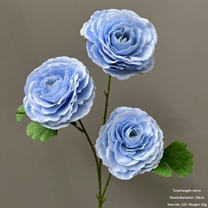 Fleurs artificielles imprimées en 3D, rose et lys, <span class=keywords><strong>à</strong></span> tons bleus, en branche unique, pour décoration de plafond, mur floral, allée et chemin de fleurs pour hôtels - Product Image 4