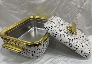 Olla Térmica Rectangular con Borde Dorado Estilo Real <span class=keywords><strong>de</strong></span> 4L, Cazuela Aislada para Mantener la Comida Caliente, Ideal para Servir en Banquetes - Product Image 6