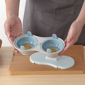 Utensilios de Cocina, Separador de Claras y Yemas de Huevo de Plástico de <span class=keywords><strong>Doble</strong></span> Capacidad, Vaporera, Cocedor para Microondas con Tapa - Product Image 2