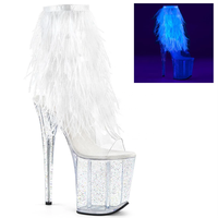 20 cm dos dentelle plume tempérament super hauts talons pôle danse bottes bout ouvert cool bottes cheville club sexy chaussures pour femmes