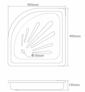 Beau secteur acier émail plateau de douche XG800C salle de bain Quadrant plateau de douche en acier pour la maison hôtel - Product Image 2