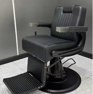Silla de Barbero Profesional Retro, Resistente, Totalmente Negra, Silla de Estilismo de Lujo para Barbería, Precio al por Mayor para Salón de Belleza - Product Image 2