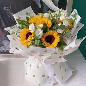 Kertas Pembungkus Bunga Polkadot Karamel Tahan Air DIY Buket Florist Kertas Kado Grosir - Product Image 6