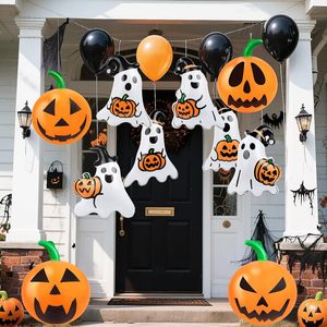 Decoraciones inflables de Halloween con fantasmas y calabazas para decoración de fiestas al aire libre, juego de globos colgantes de plástico - Product Image 1