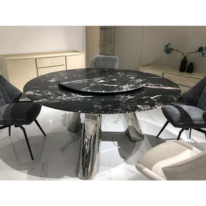 18 mét supercrystalline đá thép không gỉ kết thúc bởi sáng bóng đá cẩm thạch đen bàn ăn thiết lập - Product Image 2