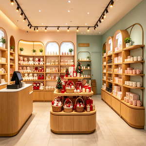 ออกแบบร้านค้าปลีกของขวัญ LUX อุปกรณ์ตกแต่งร้านค้าสไตล์ไลฟ์สไตล์ อุปกรณ์ตกแต่งร้านขายของที่ระลึก ชั้นวางโชว์แบบติดเพดานพร้อมไฟ LED - Product Image 3