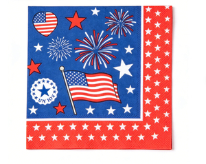 Serviettes en <span class=keywords><strong>papier</strong></span> jetables pour fête patriotique du 4 juillet, décoration de table, étoiles et rayures rouges, blancs et bleus, serviettes jetables pour la décoration du 4 juillet - Product Image 4