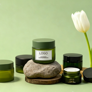 Envase cosmético redondo de lujo Premium, Mini Crema para Ojos vacía recargable, crema facial, tarro de vidrio verde con tapas negras - Product Image 6