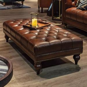 Hot Sell Living Room Vintage Distressed Leather <strong>Chesterfield</strong> Tufted Ottoman Bench <strong>Footstool</strong> - Product Image 3