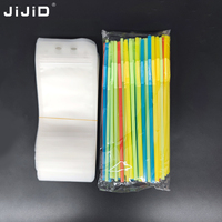 JIJID Custom Foodzak 250/500/750ml Transparante Plastic Verpakking met Drinkrietje van Plastic voor Sapverpakkingen