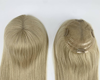 Prothèse capillaire en dentelle pour femme, cheveux humains vierges russes - Blond foncé/Châtain cendré clair, densité 150% pour texture droite en dentelle