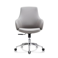 Chaise de bureau pivotante moderne en cuir à dossier moyen pour dirigeant, cadre ou patron, idéale pour le bureau - Meilleure vente