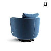 Fauteuil de loisirs pivotant en tissu de luxe léger avec détails de fermeture éclair dorée, base incurvée rotative, idéal pour salon de villa moderne ou hôtel