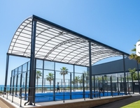 Terrain de padel extérieur avec toit rétractable électrique, imperméable, taille personnalisée, terrain de padel standard avec système d'éclairage LED
