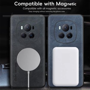 高級マットレザー車磁気ホルダー電話ケースHonor Magic8 7 6 5 4 3 Pro 6 Lite / X9b X8b X50ワイヤレス充電カバー - Product Image 2