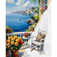 Kit de Pintura al Óleo por Números Hecho a Mano para Adultos, Paisaje Marino Europeo 40X50CM, Decoración para el Hogar