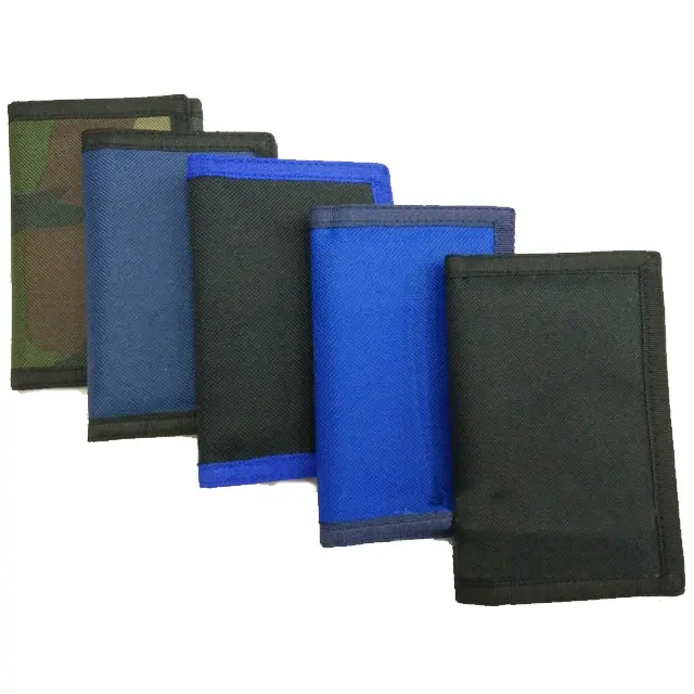 프로모션 폴리 에스테르 맞춤형 로고 인쇄 저렴한 캔버스 나일론 trifold 지퍼 지갑
