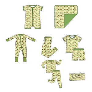 Pyjamas en bambou personnalisés unisexes pour couple, grandes tailles, motif floral, respirants, anti-rétrécissement, ensembles de vêtements de nuit et de détente pour filles - Product Image 2