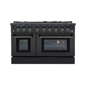 Rvs 48Inch Professionele Gas Bereik In Black Heavy Duty Continue Gietijzeren Koken Roosters Met 6 Branders 54pcs/40HQ