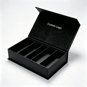 Luxury Handmade Magnetic Closure Rigid <b>Box</b>, Custom Printed Black Flip <b>Gift</b> <b>Box</b> With Divided EVA Insert For <b>Jewelry</b> Watch Eyewear - Product Image 3