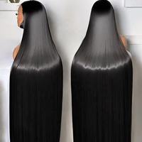 Pelucas de Cabello Humano Brasileño Virgen, Completas y sin Pegamento, con Frente de Encaje Transparente HD, Pelucas de Cabello Humano Natural para Mujeres Negras
