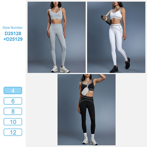 Ensemble de <span class=keywords><strong>sport</strong></span> pour femmes D25128+D25129, soutien-gorge sexy à col en V et dos en U, haute élasticité, séchage rapide, pour la course à pied, la gym et les entraînements. - Product Image 5