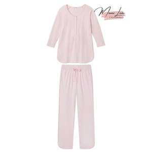 Set Pigiama Premaman a 2 Pezzi con Scollo a V e Bottoni, Maniche Lunghe a Righe per Donne <span class=keywords><strong>in</strong></span> <span class=keywords><strong>Gravidanza</strong></span> - Product Image 1