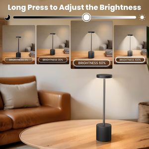 Lámpara LED Recargable Inalámbrica de Metal con Carga USB, Táctil, Moderna, de Lujo, Dorada, con Temperatura de Color Ajustable y Regulable - Product Image 2