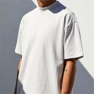 T-shirt en coton uni à épaules tombantes, personnalisable avec logo de marque, coupe oversize et carrée, t-shirt vierge épais pour homme - Product Image 1