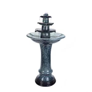 <span class=keywords><strong>Fuente</strong></span> <span class=keywords><strong>de</strong></span> Agua <span class=keywords><strong>de</strong></span> Cerámica Esmaltada <span class=keywords><strong>de</strong></span> 4 Niveles con Pedestal, Acabado Azul Moteado, para Decoración <span class=keywords><strong>de</strong></span> Sala <span class=keywords><strong>de</strong></span> Estar, Patio o Entrada - Product Image 1