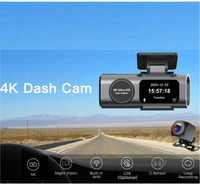 Caméra embarquée pour voiture avec écran IPS 4K+1K, enregistrement routier en boîte noire, mini caméra DVR avec double objectif avant et arrière