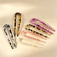 CHUJIAN Pince à cheveux en acétate style français avec logo personnalisé, barrettes vintage en forme de U pour chignon, accessoires pour filles et femmes