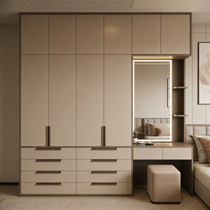 <span class=keywords><strong>Armadio</strong></span> Moderno con Toeletta Integrata, Ampio Spazio di Stoccaggio, Finitura Bianco Opaco, Cassetti con Chiusura Ammortizzata per Camera da Letto - Product Image 4
