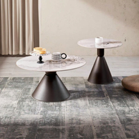 Table console ronde de style nordique en métal robuste et durable avec dessus en pierre frittée petite table basse pour bureau à domicile