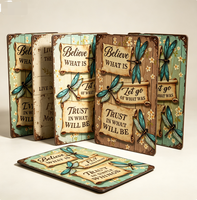 Panneau mural suspendu en tôle de fer OEM 8x12 pouces, peinture personnalisée avec logo, style vintage, résistant aux UV, imperméable, écologique, décoration murale intérieure