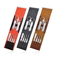 7 pièces/ensemble personnel manucure pédicure Kit de toilettage voyage Portable ongles outils manucure ensemble avec sac en cuir
