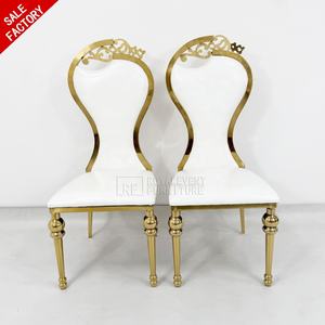 Silla moderna de lujo de acero inoxidable para bodas y eventos, silla con patas de acero inoxidable y cojín de cuero blanco - Product Image 2