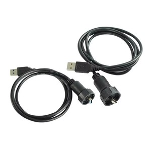 Câble d'extension USB industriel étanche en ABS, <span class=keywords><strong>un</strong></span> extrémité mâle, deux fiches en caoutchouc protégées pour installation sur panneau - Product Image 2