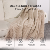 Plaid en fausse fourrure de lapin, haute qualité, douillet, réversible, personnalisé, plissé, moelleux, uni, toutes saisons, lavable en machine pour la maison