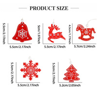 Adornos Navideños de Madera Pintados en Rojo y Blanco, Decoraciones Colgantes para Árbol de Navidad con Cuerda de Yute para Decoración Navideña del Hogar